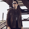 FLAVOR Men's Retro Brown Distressed Leather Jacket