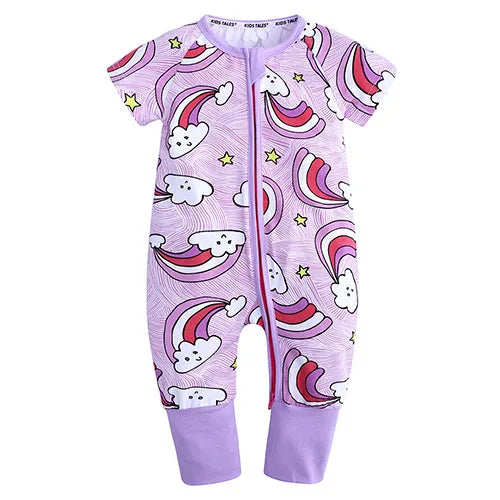 Kids Tales Sunny Adventures Cotton-Blend Double-Zip Baby Romper