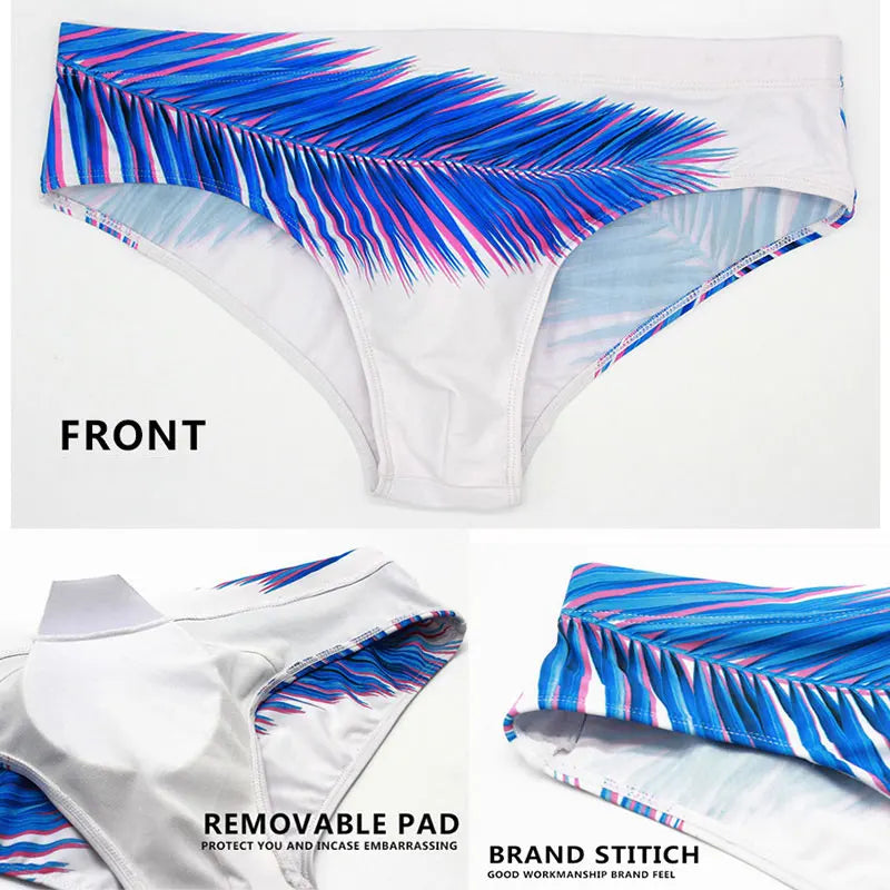 DATIFER Mens Low Waist Sexy Print Swim Briefs