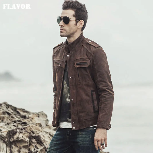 FLAVOR Men's Genuine Leather Jacket – Retro Rebel