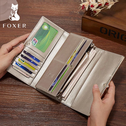 FOXER Women's Split Leather Long Wallet
