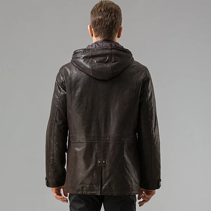 FLAVOR Men's Hooded Leather Jacket – Urban Explorer