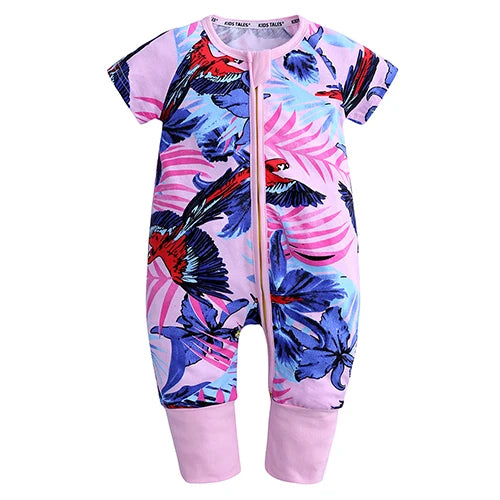 Kids Tales Sunny Adventures Cotton-Blend Double-Zip Baby Romper