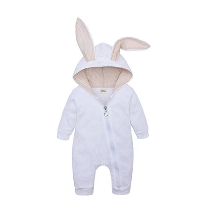 Kids Tales Tiny Trail Cotton-Blend Hooded Zip Baby Romper