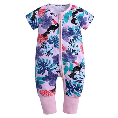 Kids Tales Sunny Adventures Cotton-Blend Double-Zip Baby Romper