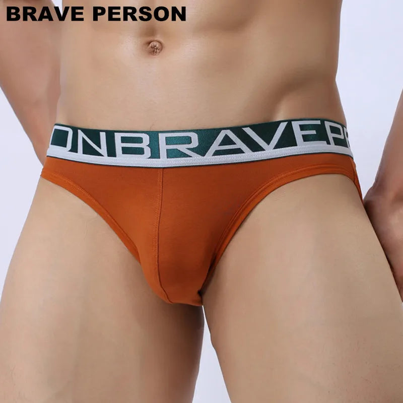 BRAVE PERSON Sexy Men's Cotton Briefs Hollow Design for Men Underwear