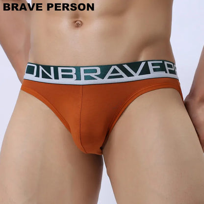 BRAVE PERSON Sexy Men's Cotton Briefs Hollow Design for Men Underwear