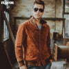 FLAVOR Men's Genuine Leather Mandarin Collar Jacket