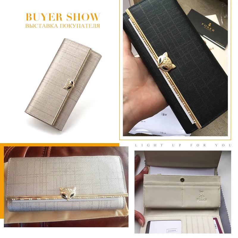 FOXER Women's Split Leather Long Wallet