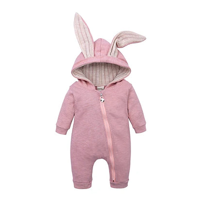 Kids Tales Bunny Hugs Cotton-Blend Hooded Baby Romper