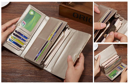 FOXER Women's Split Leather Long Wallet