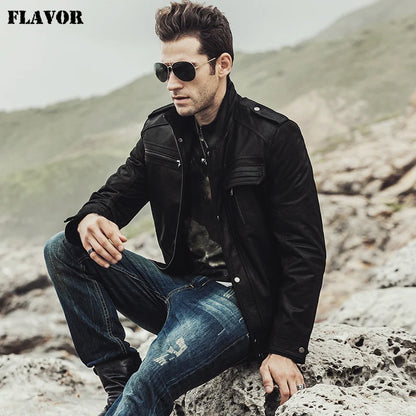 FLAVOR Men's Genuine Leather Jacket – Retro Rebel