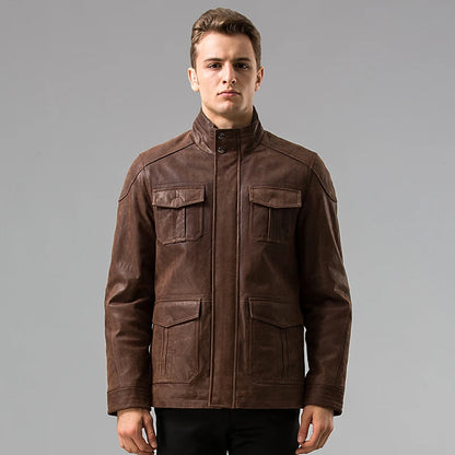 FLAVOR Men's Brown Leather Jacket – Heritage Edge