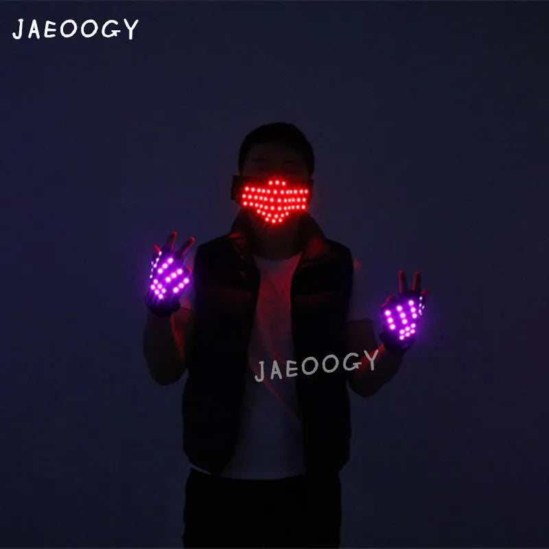 JAEOOGY 188 LED Dance Mask or Purple Gloves