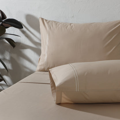 ORGANIC COTTON COLOURED SHEET SET 250TC - HUMMUS Whites of London NZ