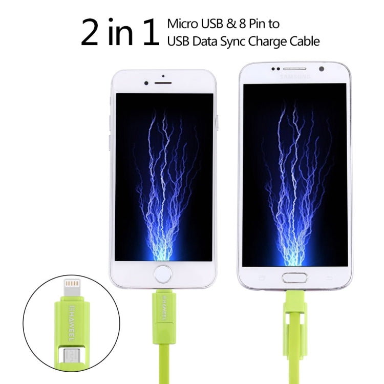 HAWEEL 1m 2 in 1 Micro USB & 8 Pin to USB Data Sync Charge Cable