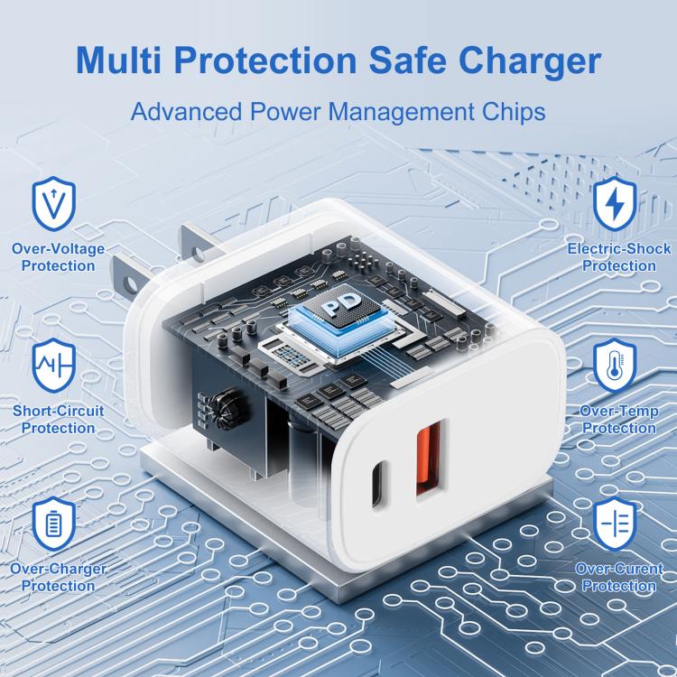 HAWEEL 20W Dual-Port Fast Charger Adapter, US Plug