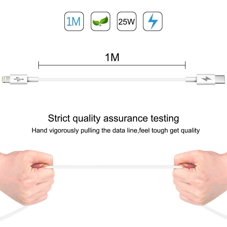 HAWEEL 25W 3A USB-C / Type-C to 8 Pin PD Fast Charging Cable for iPhone, iPad, Cable Length:1m