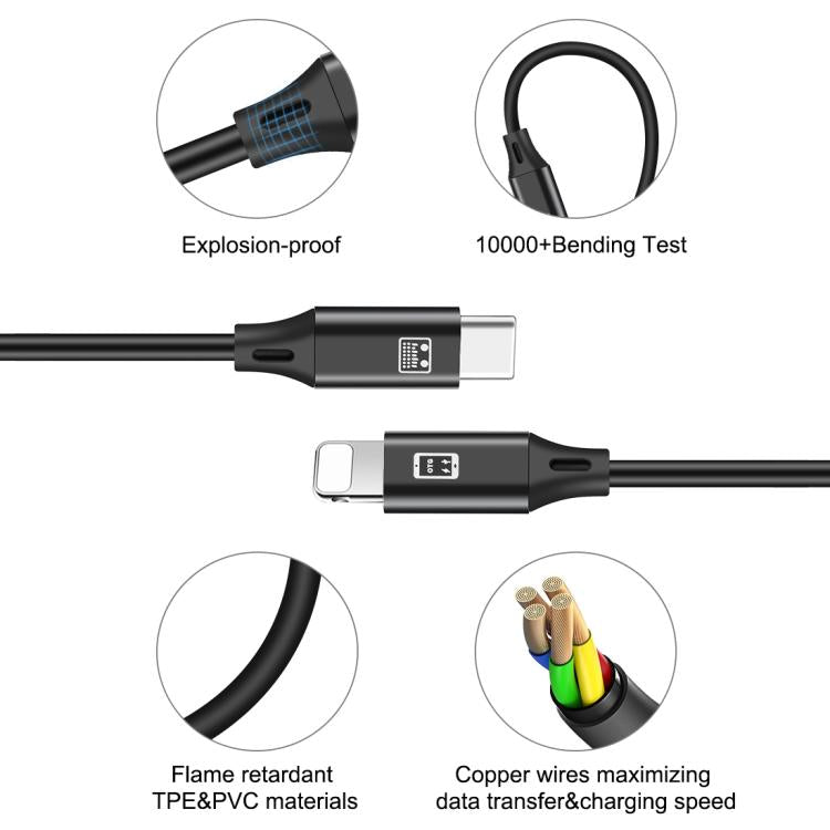 HAWEEL 1m USB-C / Type-C to 8 Pin OTG Sync Data / Charging Cable