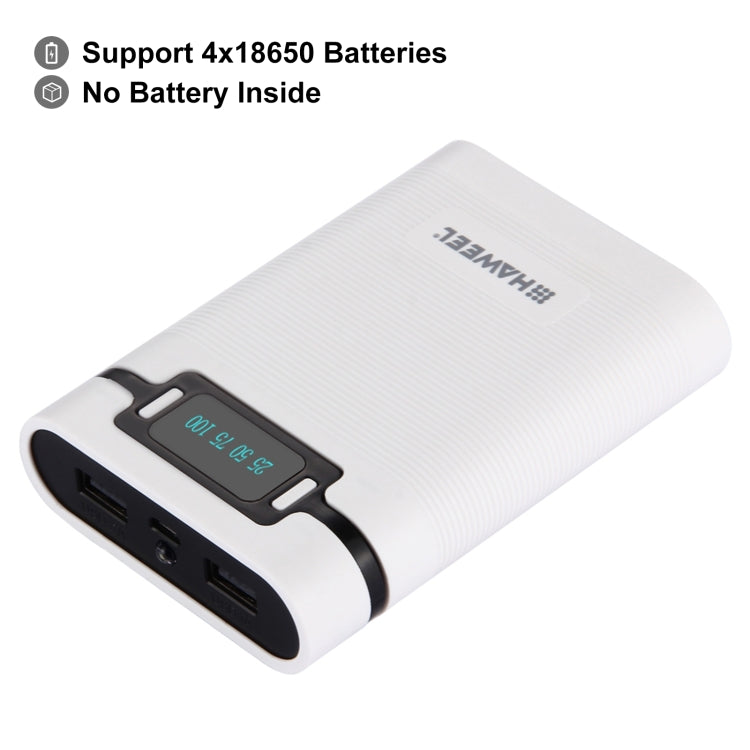 HAWEEL DIY 4 x 18650 Battery (Not Included) 10000mAh Power Bank Shell Box with 2 x USB Output & Display for iPhone, Galaxy, Sony, HTC, Google, Huawei, Xiaomi, Lenovo and other Smartphones
