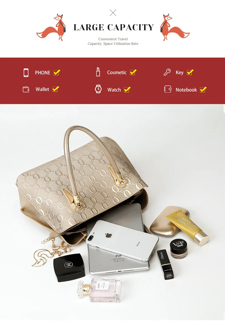 FOXER Split Leather Monogram Handbag