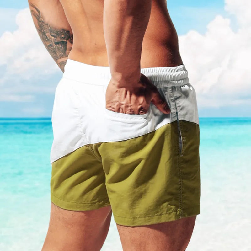 DESMIIT S7 Contrast Patchwork Swim Shorts with Mesh Liner