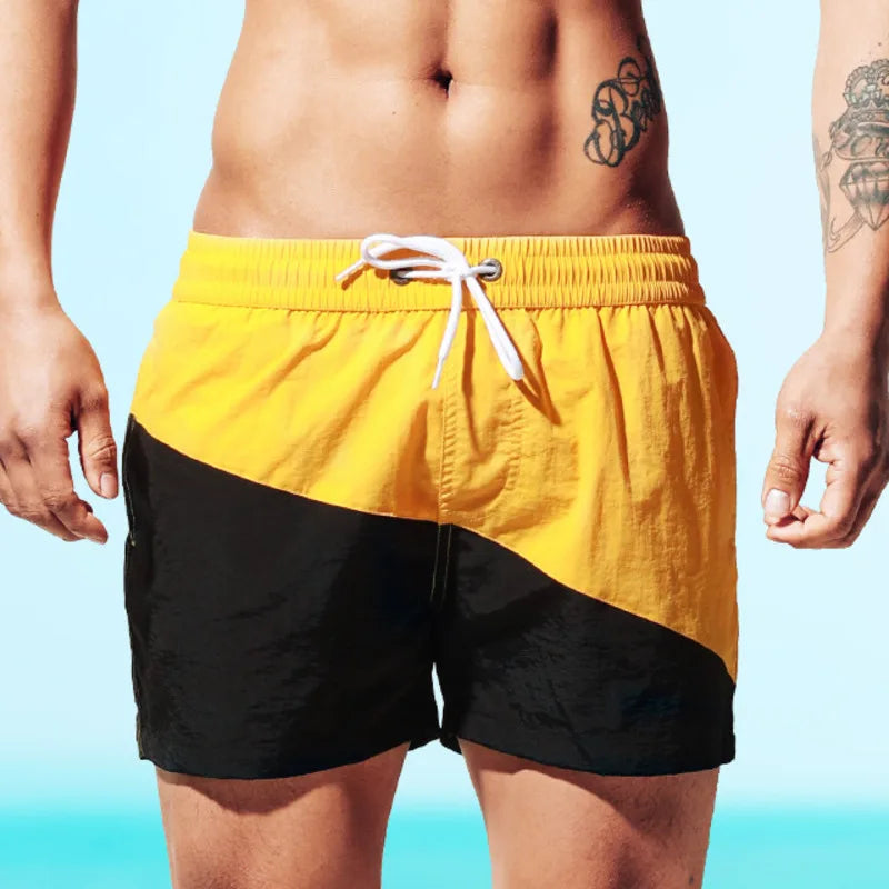 DESMIIT S7 Contrast Patchwork Swim Shorts with Mesh Liner