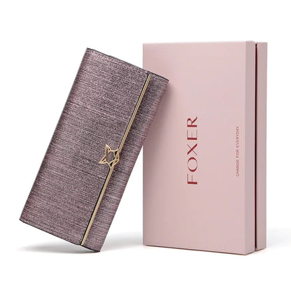 FOXER Women's Split Leather Long Wallet