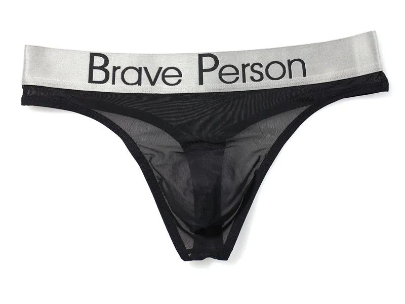 BRAVE PERSON Transparent Men's Briefs - Low-Waist Mesh Gauze Breathable Underwear