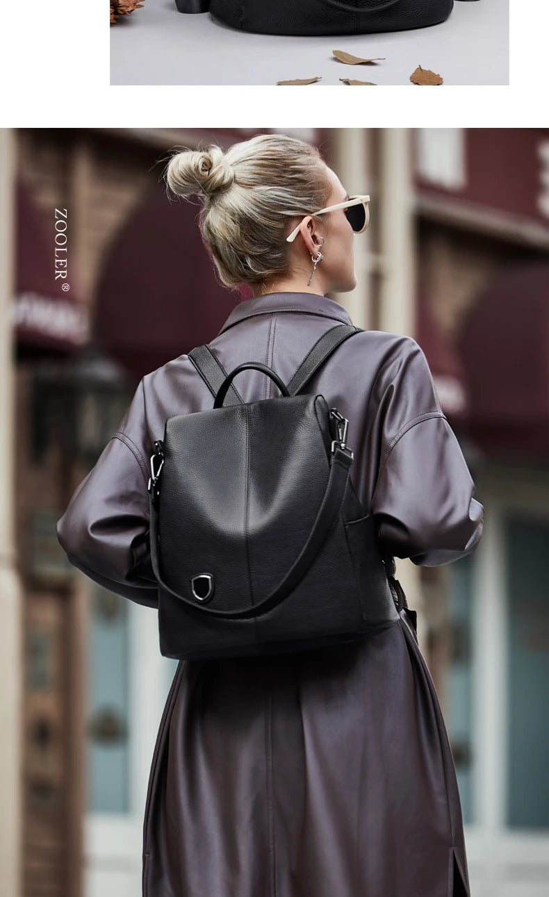 ZOOLER Hot Seller Women Cow Backpack 100% Genuine Leather Backpack Causal School Bags Travel Cowskin Female Backpacks#Z186