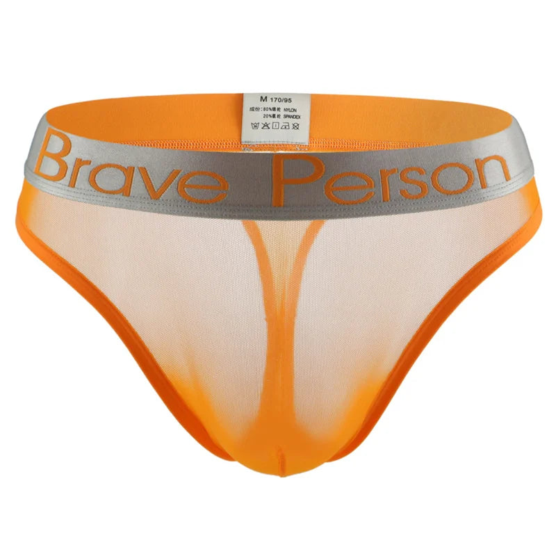 BRAVE PERSON Transparent Men's Briefs - Low-Waist Mesh Gauze Breathable Underwear
