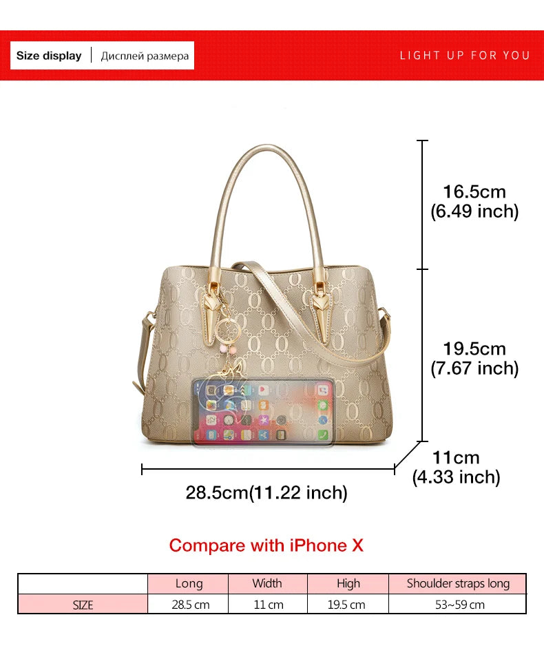 FOXER Split Leather Monogram Handbag