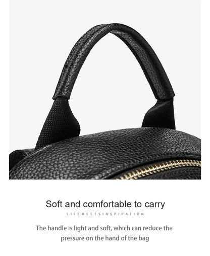 FOXER Brand  Women Cute Fashion Backpack Lady Leather +Microfiber Simple Travel School Bag Book Purse Quality Soft Daypack Gift