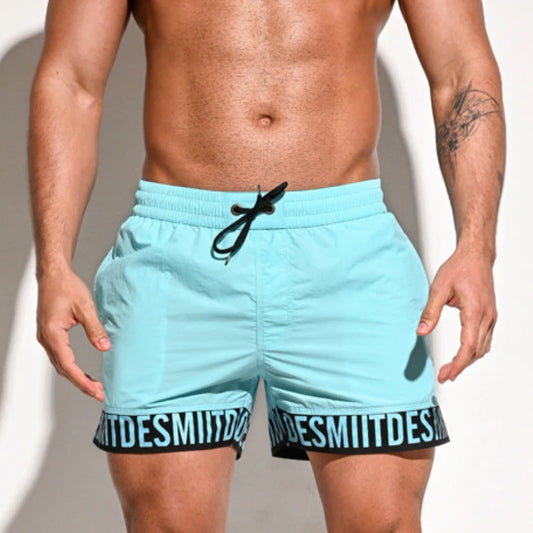 DESMIIT S8A Letter-Print Swim Shorts with Mesh Liner