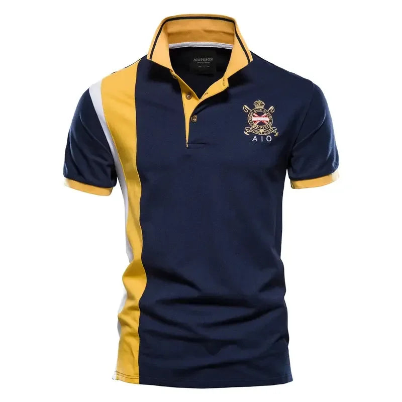 AIOPESON 100% Cotton Badge Embroidery Polo Shirts - ShopHub