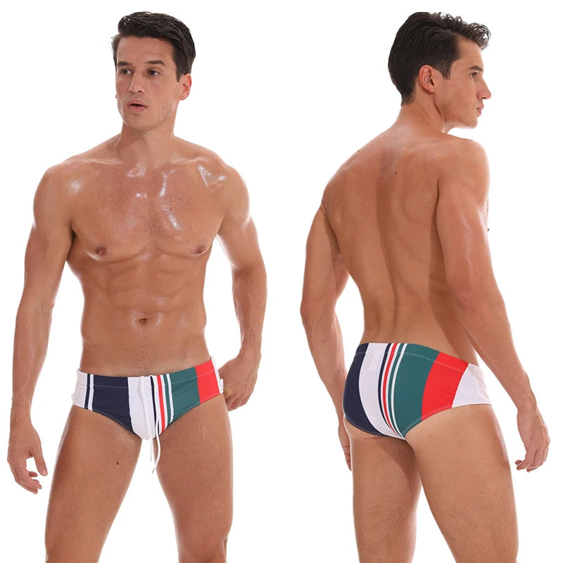 DATIFER Mens Low Waist Sexy Print Swim Briefs