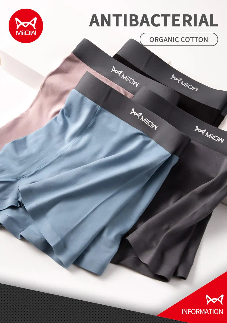 MiiOW Modal Men's Underwear 3Pcs Antibacterial Boxer Shorts