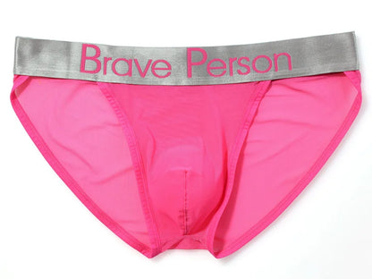 BRAVE PERSON Sexy Transparent Men's Briefs - Breathable Mesh Low-Waist Underwear for Ultimate Comfort