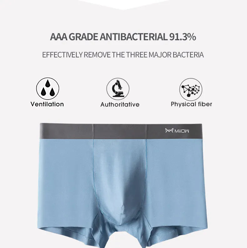 MiiOW Modal Men's Underwear 3Pcs Antibacterial Boxer Shorts