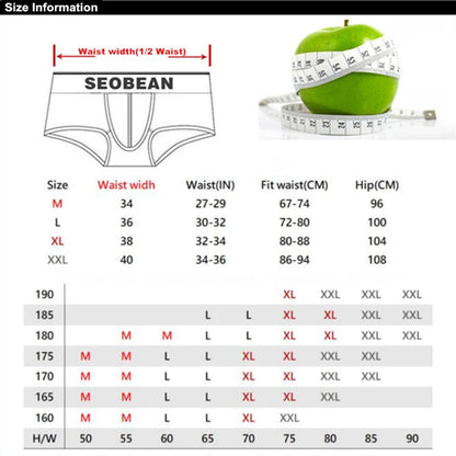 SEOBEAN Men's Ice Silk Underwear with Sexy Cartoon Pattern - Low Waist Half Hollow Boxers