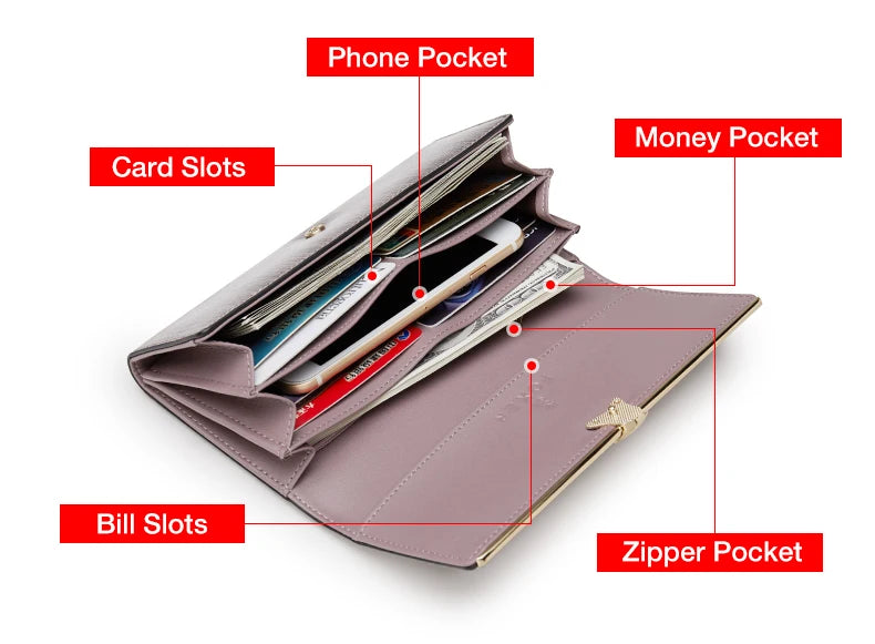 FOXER Women's Split Leather Long Wallet