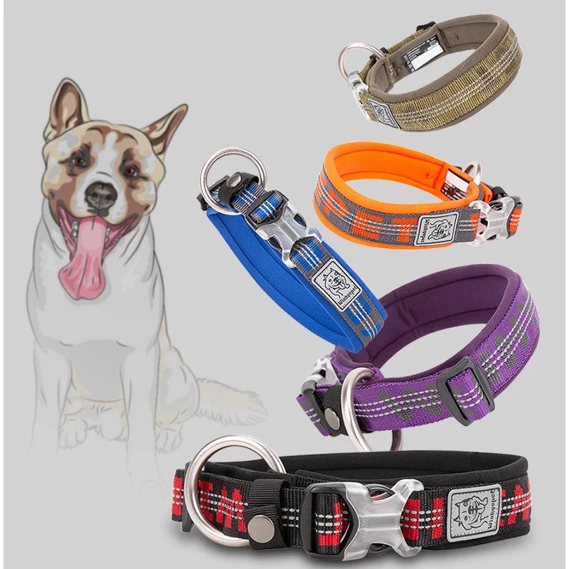 TRUELOVE Pet Collar Best Neoprene Padded 3M Reflective Dog Collar for Large Medium Small Bonus Dog Tracker Tag Feature YC1854