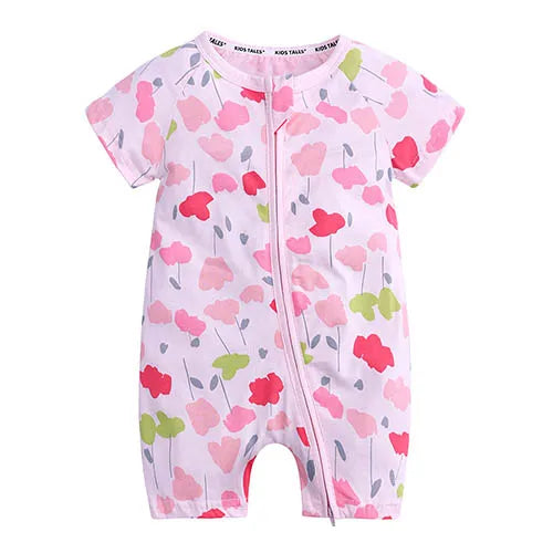 Kids Tales Playful Prints Cotton-Blend Short-Sleeve Baby Romper