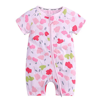 Kids Tales Playful Prints Cotton-Blend Short-Sleeve Baby Romper