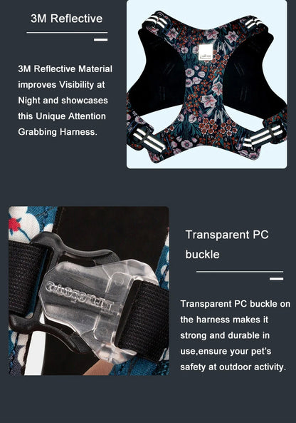 Truelove Pet Harness Floral Doggy Harness Dog Vest Type Dog Walking Chain Small Medium Puppy Cat Printed Cotton TLH1912
