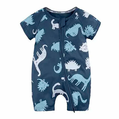 Kids Tales Playful Prints Cotton-Blend Short-Sleeve Baby Romper