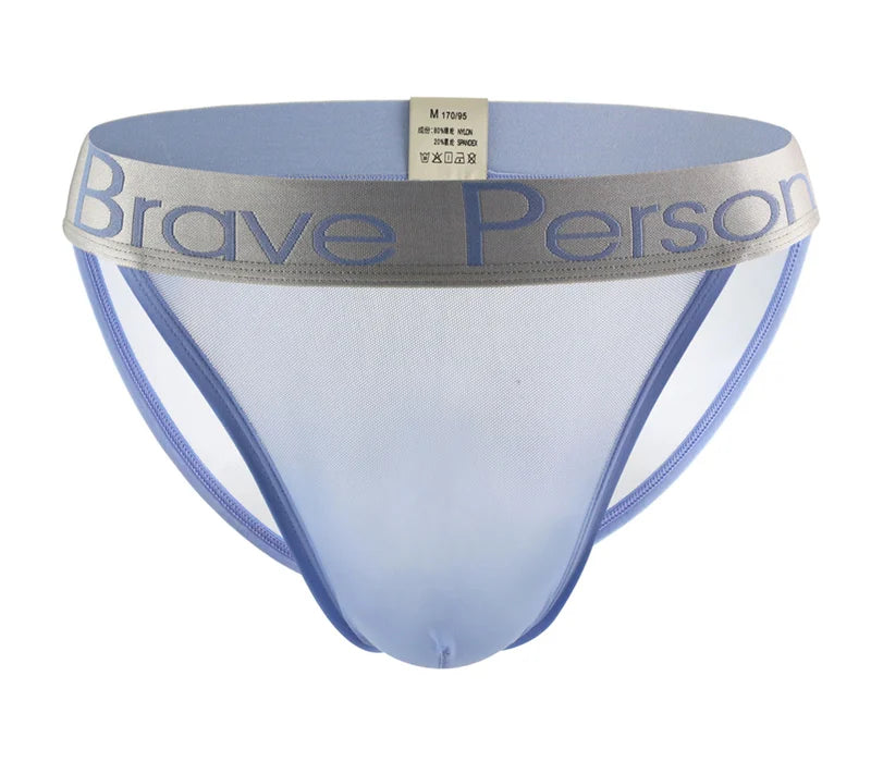 BRAVE PERSON Sexy Transparent Men's Briefs - Breathable Mesh Low-Waist Underwear for Ultimate Comfort