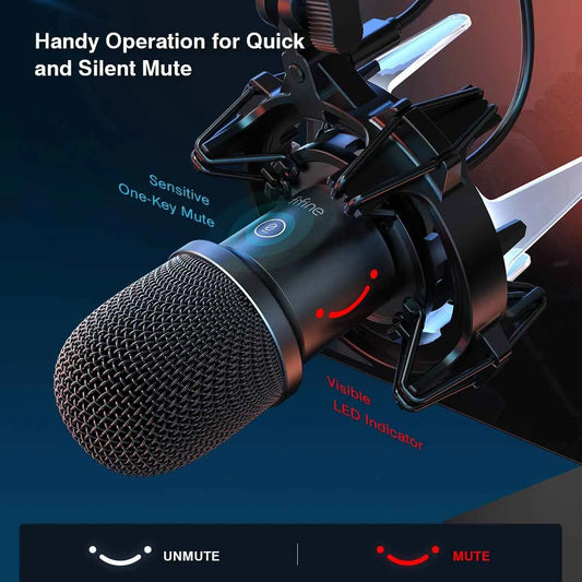 FIFINE USB Dynamic Microphone Kit with Boom Arm,RGB Shock Mount,Cardioid Mic Set for Game Podcast Stream for PC PS4 PS5-K651