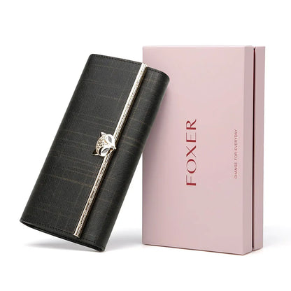 FOXER Women's Split Leather Long Wallet