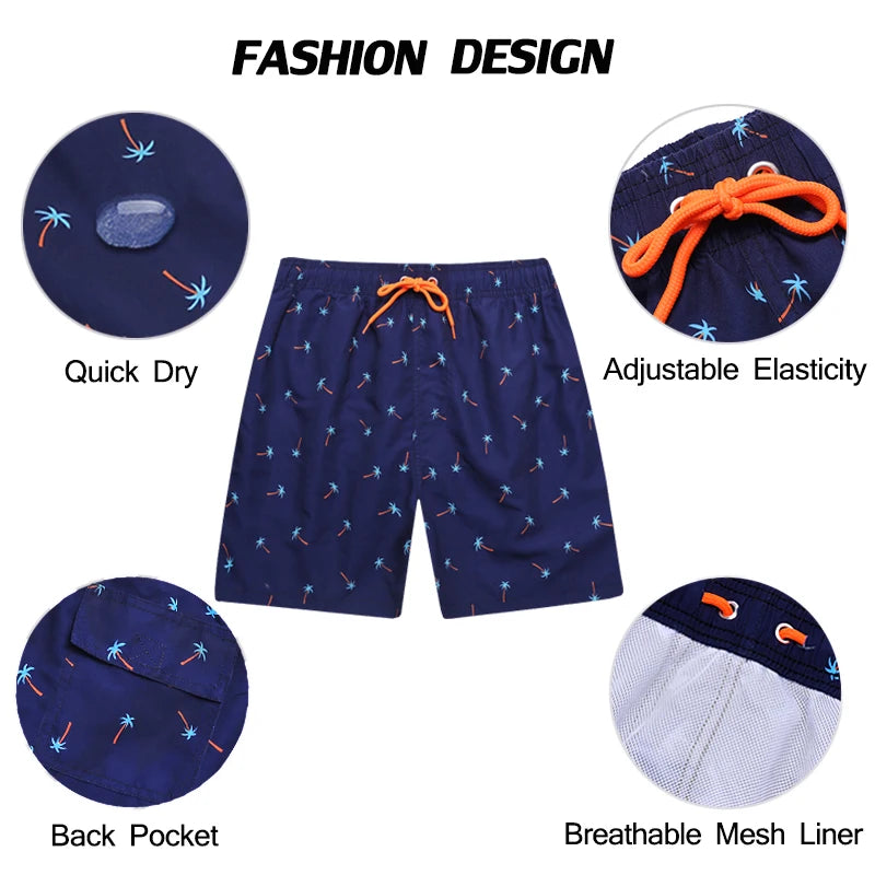 Men's Datifer brand beach shorts, quick-dry swim trunks with surf and gym style, athletic fit, vibrant summer swimwear for men.